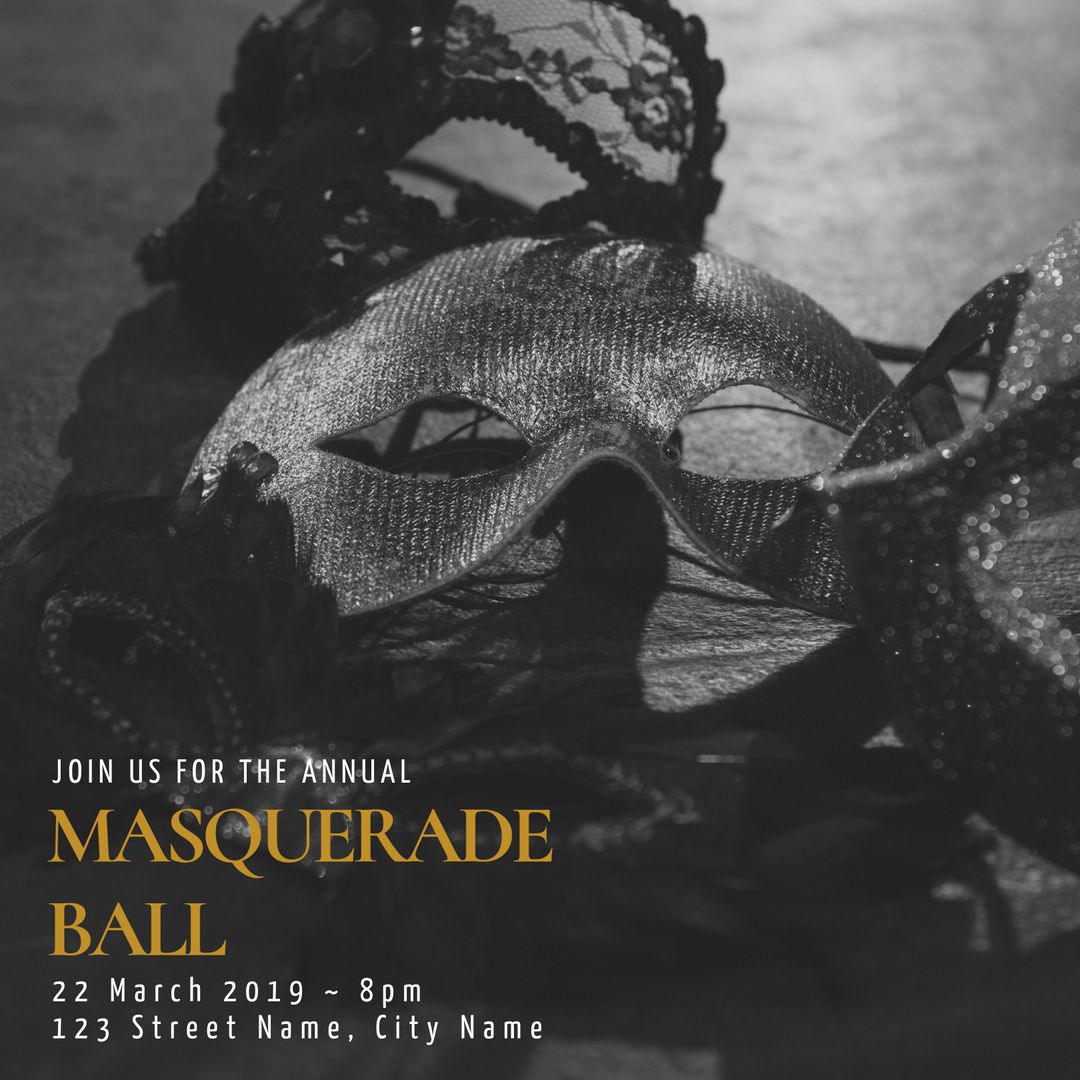 Elegant Black and Gold Masquerade Ball Invitation Design - Download Free Stock Templates Pikwizard.com