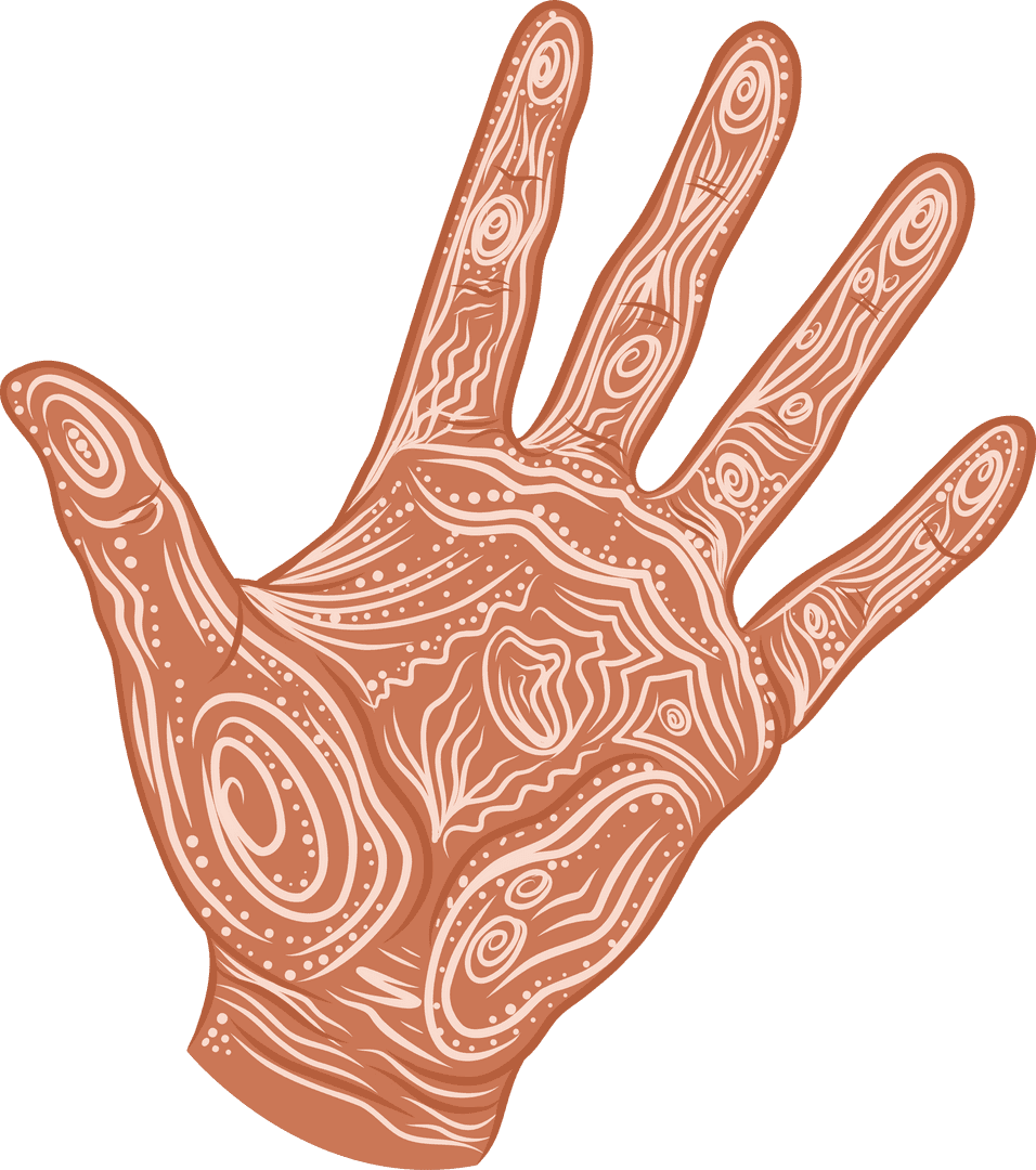 Artistic Hand Design with Intricate Tribal Pattern on Transparent Background