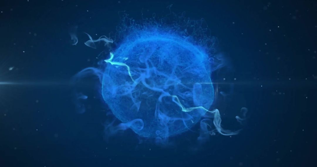 Glowing Blue Globe with Dynamic Light Trails