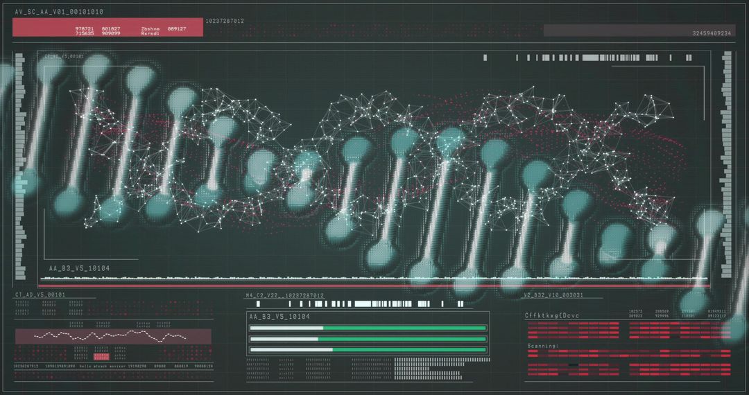 Futuristic DNA Double-Helix Modeling in Digital Interface