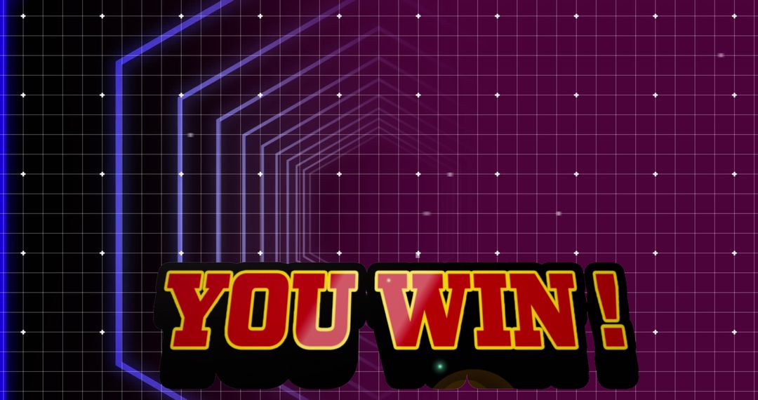 Retro You Win Text with Highlighted Hexagon Design