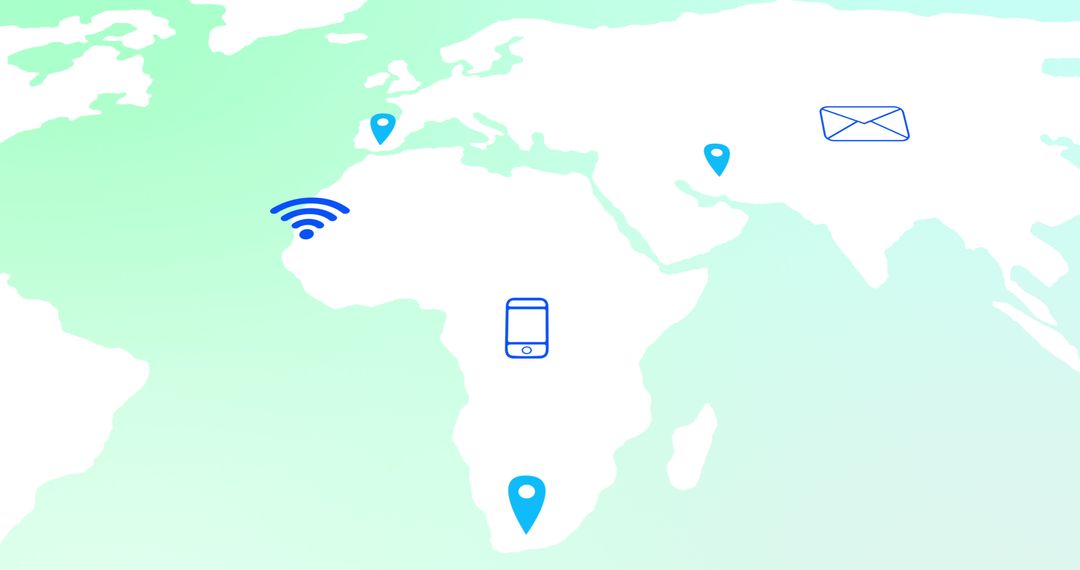 Global Communication Technology on World Map Background