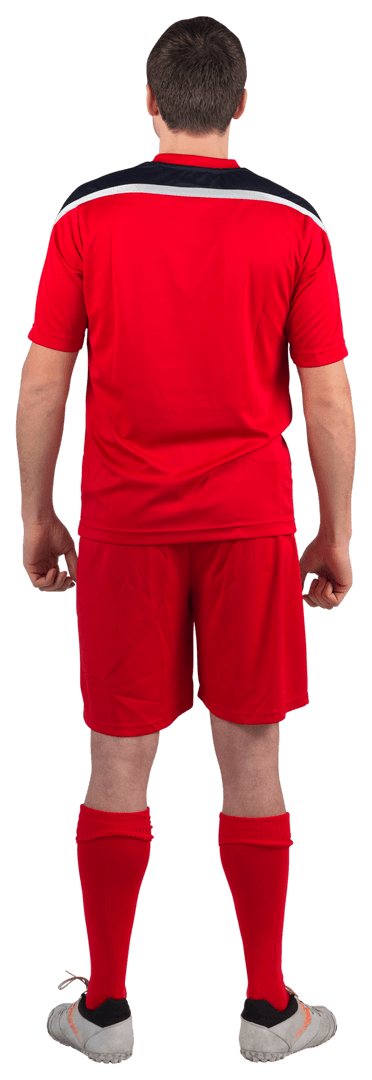 Transparent Background Football Player in Red Uniform Back View