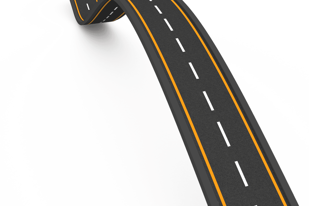 Curved Floating Roadway on Transparent Background