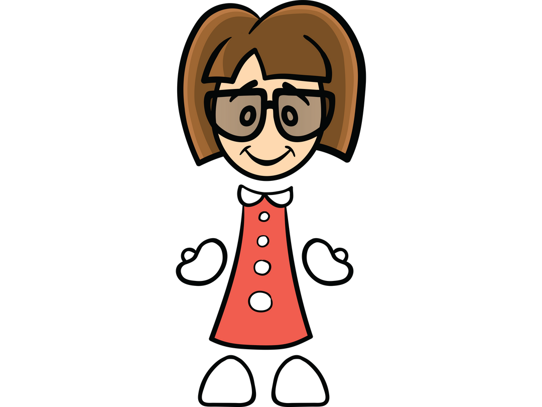 Female Cartoon Character with Glasses on Transparent Background - Download Free Stock Images Pikwizard.com