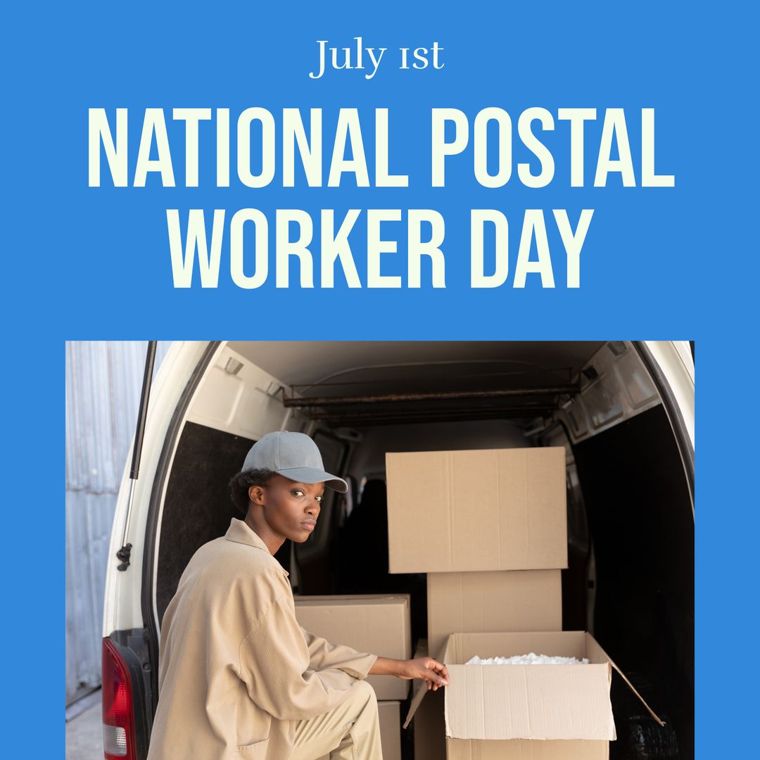 National Postal Worker Day Celebration with African American Delivery Worker - Download Free Stock Templates Pikwizard.com