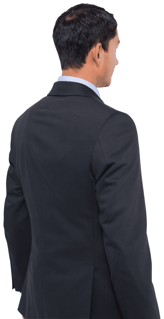 Rear View of Asian Businessman Isolated on Transparent Background