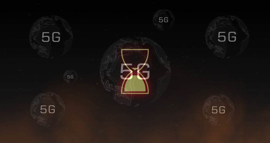 5G Technology Concept with Globes and Digital Hourglass Interface