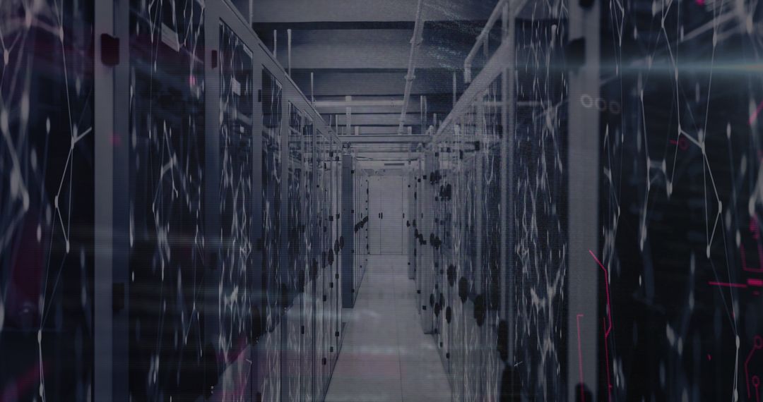 Futuristic Data Center With Digital Network Layers