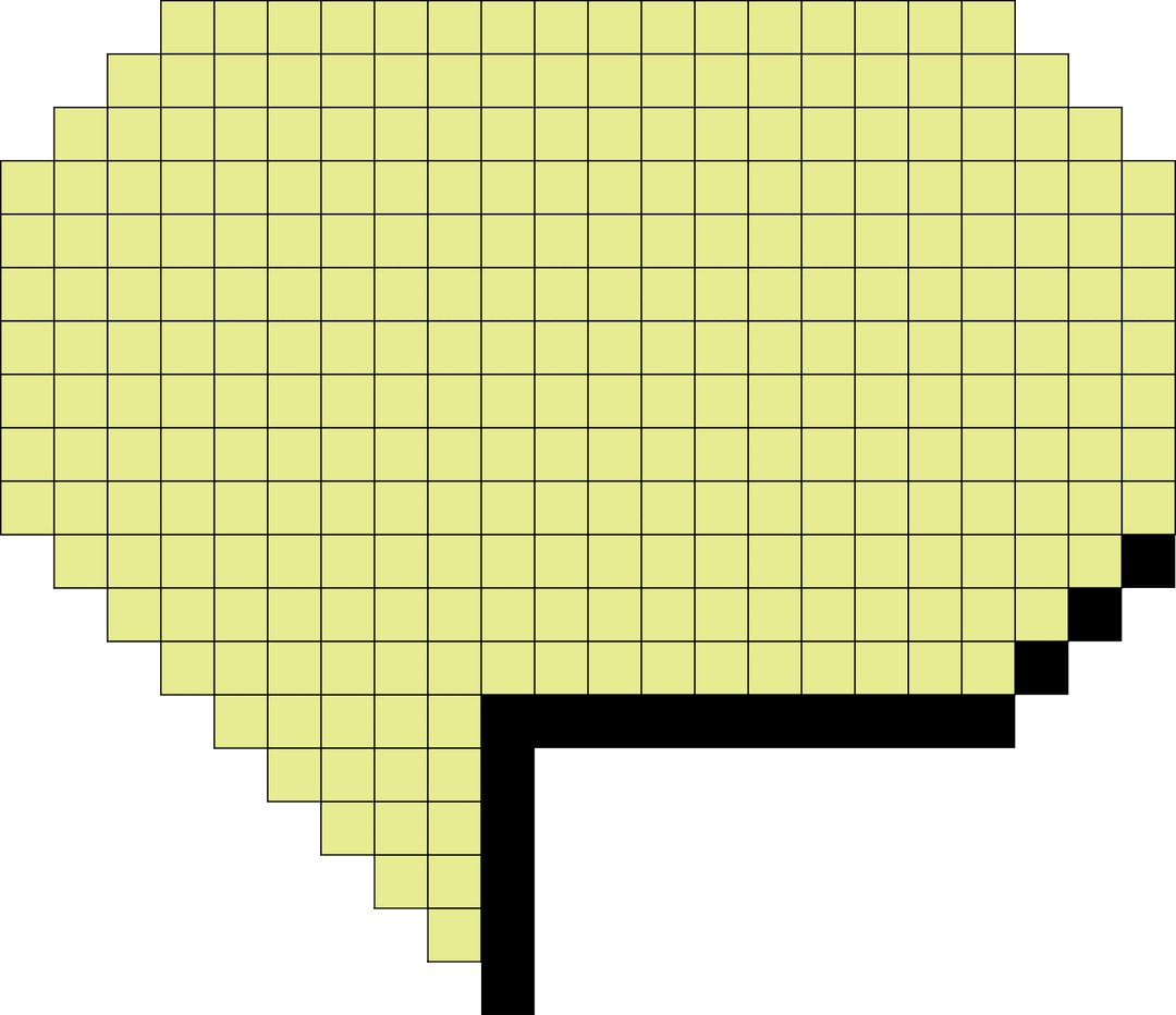 Yellow Pixel Speech Bubble on Transparent Background