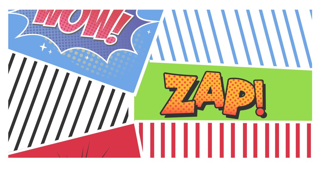 Comic Book Styled Wow and Zap Text on Vibrant Background