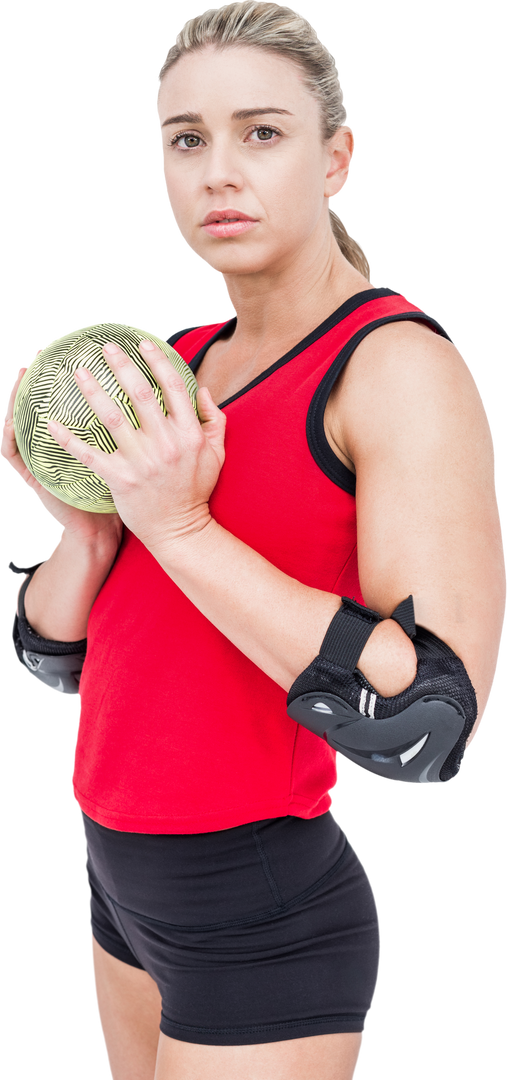 Transparent Female Athlete with Elbow Pads Holding Handball - Download Free Stock Images Pikwizard.com