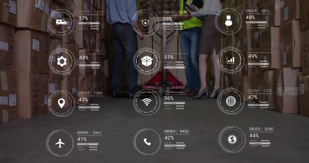 Warehouse Employees Analyzing Inventory Using Augmented Reality Interface - Free Images, Stock Photos and Pictures on Pikwizard.com