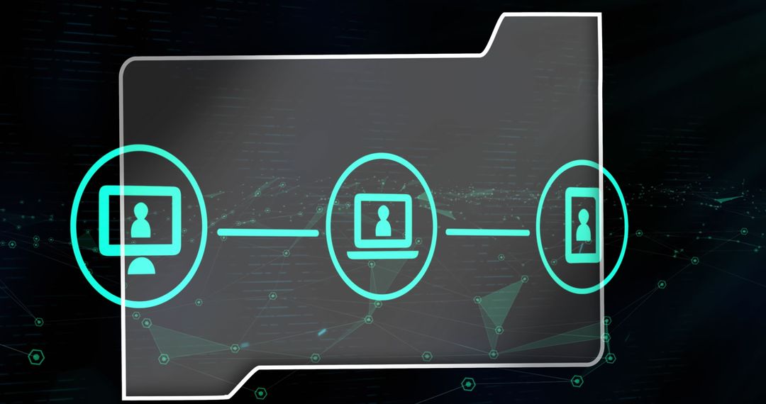 Digital Network Connections with File Sharing Icons on Black Background