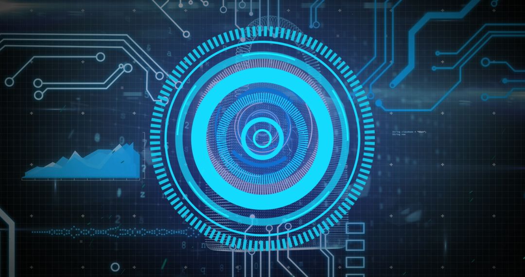 Futuristic Digital Interface with Scanning Circular Node