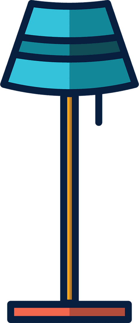 Blue Cloche Floor Lamp on Transparent Background Illustration