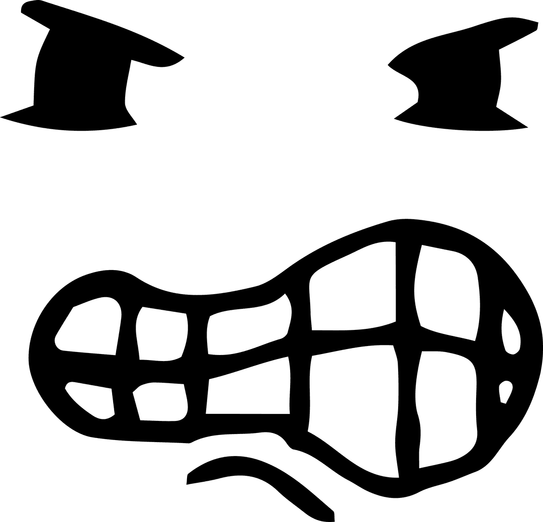 Angry Eyes and Fierce Mouth on Transparent Background Illustration