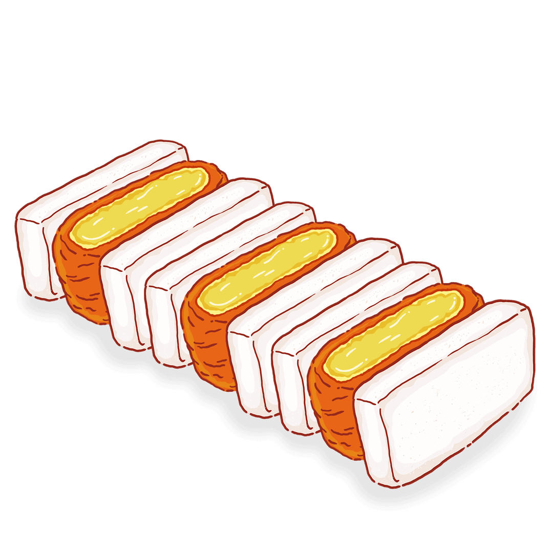 Floating Egg Sandwich Slices on Transparent Background