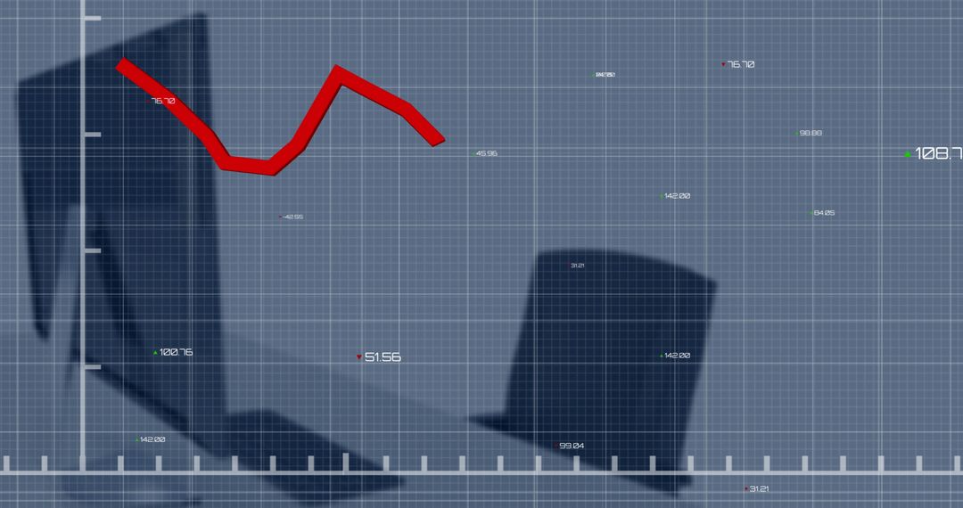 Digital Interface with Declining Graph Overlay in Office Environment