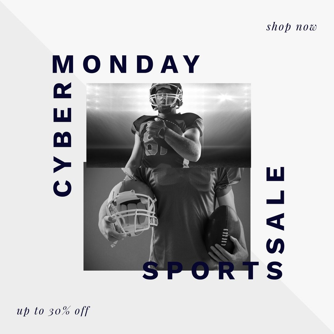 Image of cyber monday over caucasian male american football players - Download Free Stock Templates Pikwizard.com