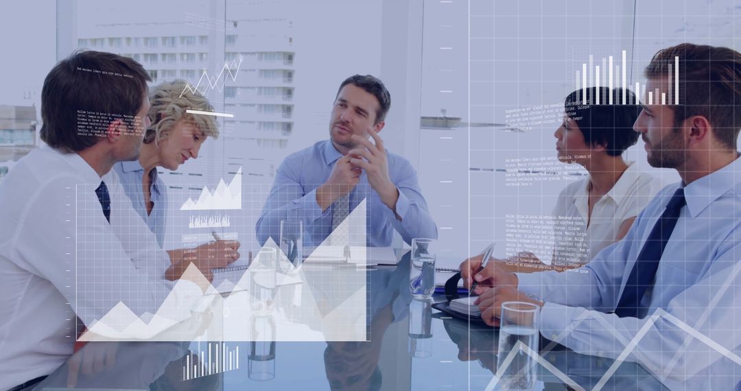 Diverse Business Meeting with Financial Data Graphics