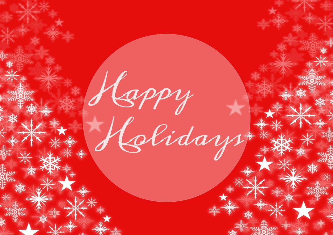 Festive Happy Holidays Card Design with Snowflakes and Stars