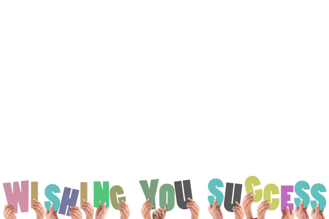 Transparent Hands Holding Wishing You Success Letters Banner