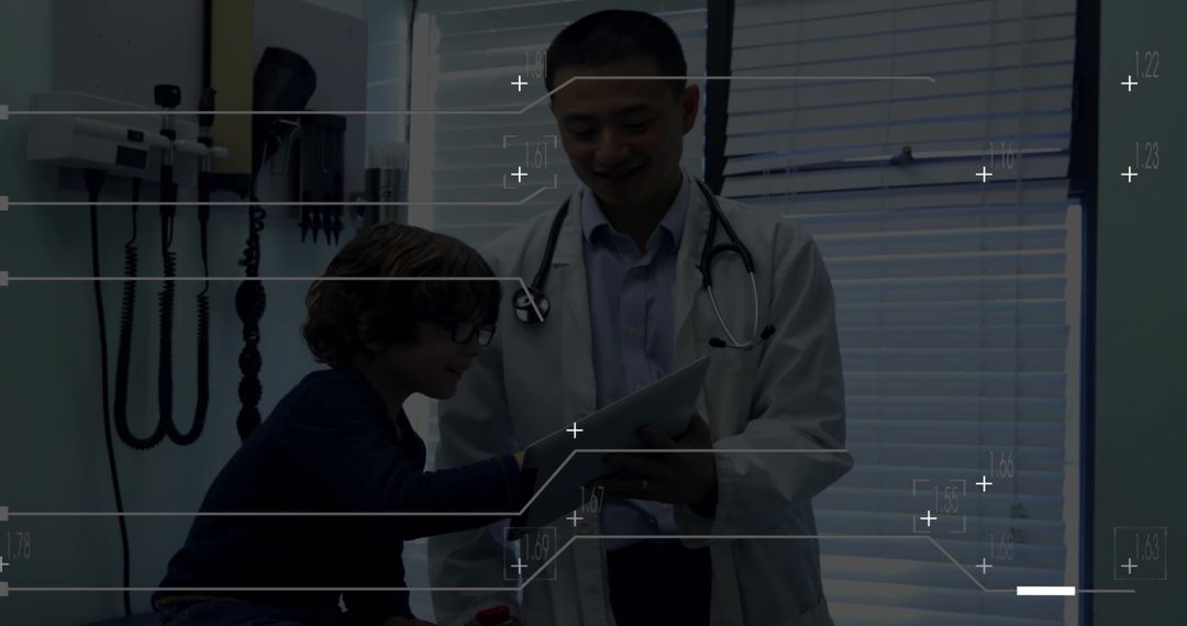 Pediatric Doctor Discussing Health Results with Young Patient in Clinic