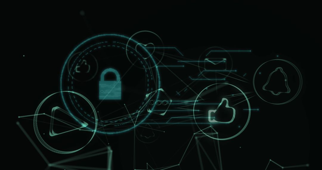 Digital Network Security Concept with Futuristic Icons
