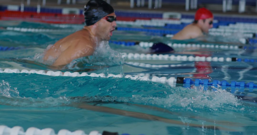 Professional Swimmers Competing in Swimming Pool Race - Free Images, Stock Photos and Pictures on Pikwizard.com