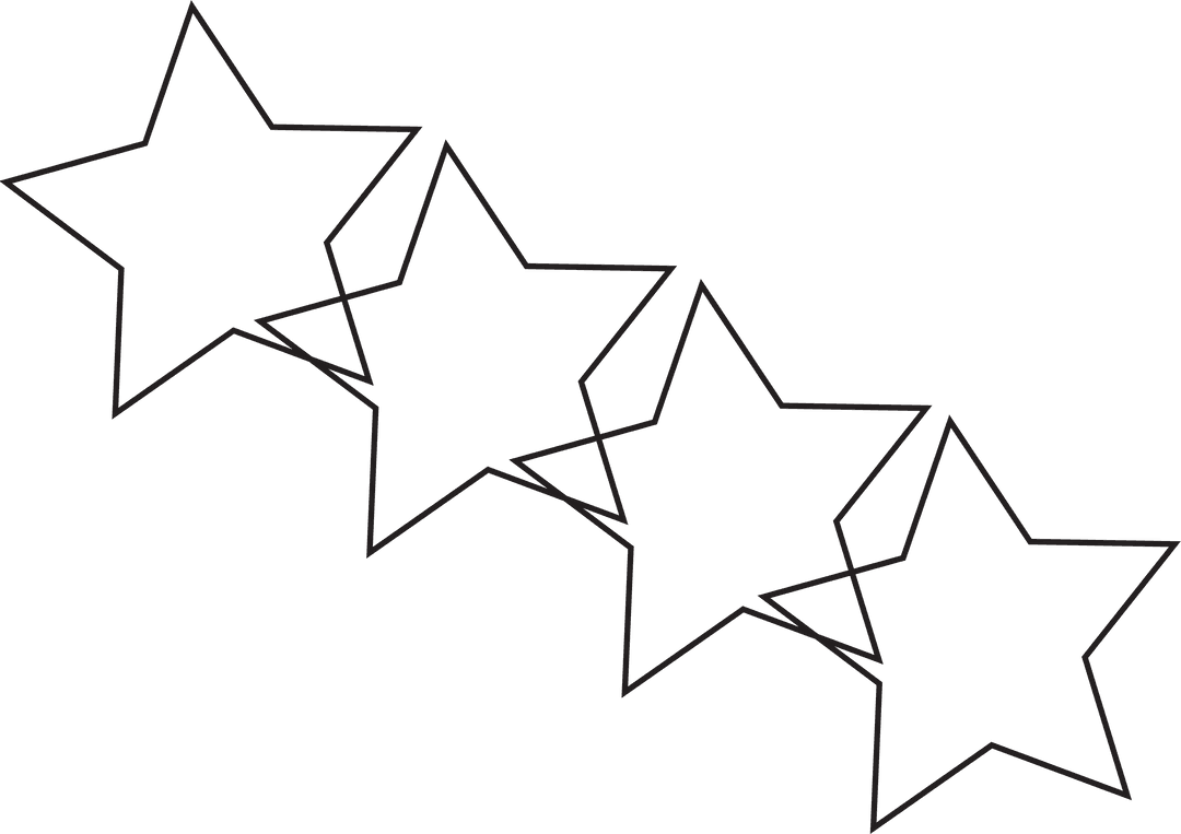 Four Transparent Black Stars in Series Outline