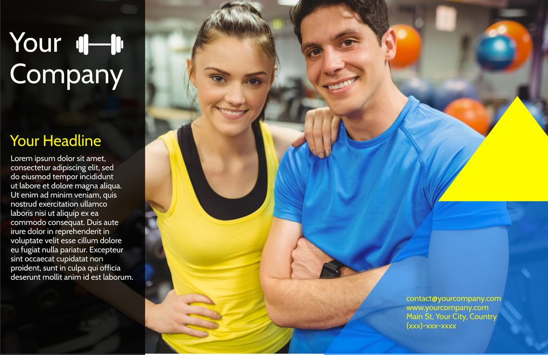 Motivated Couple Promoting Fitness in a Gym Environment