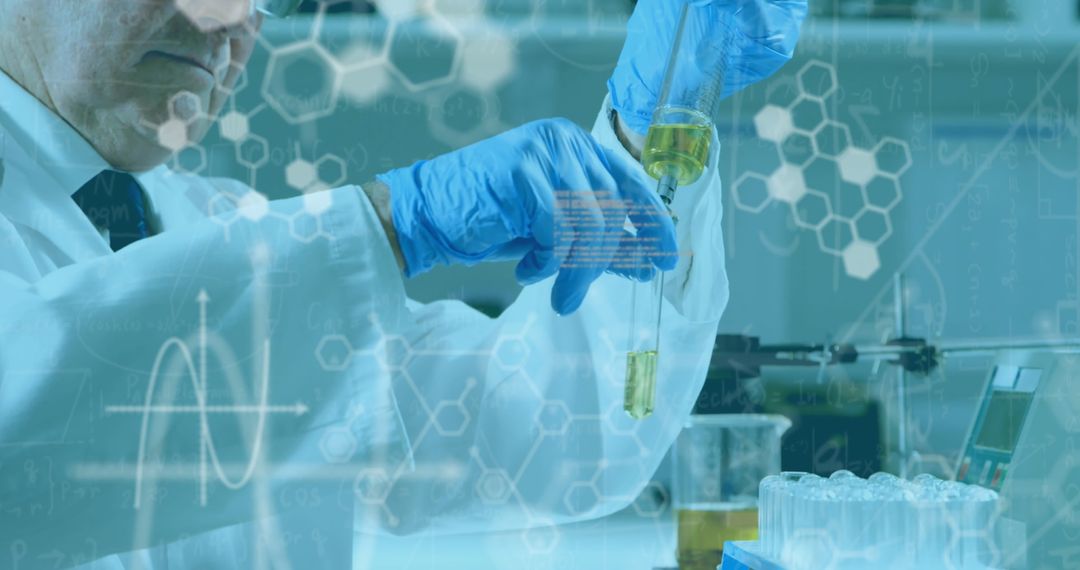 Scientist Conducting Chemistry Experiment in Laboratory