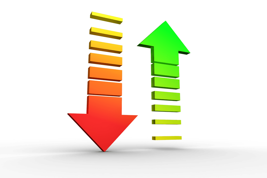 Red and Green Arrows on Transparent Background for Business