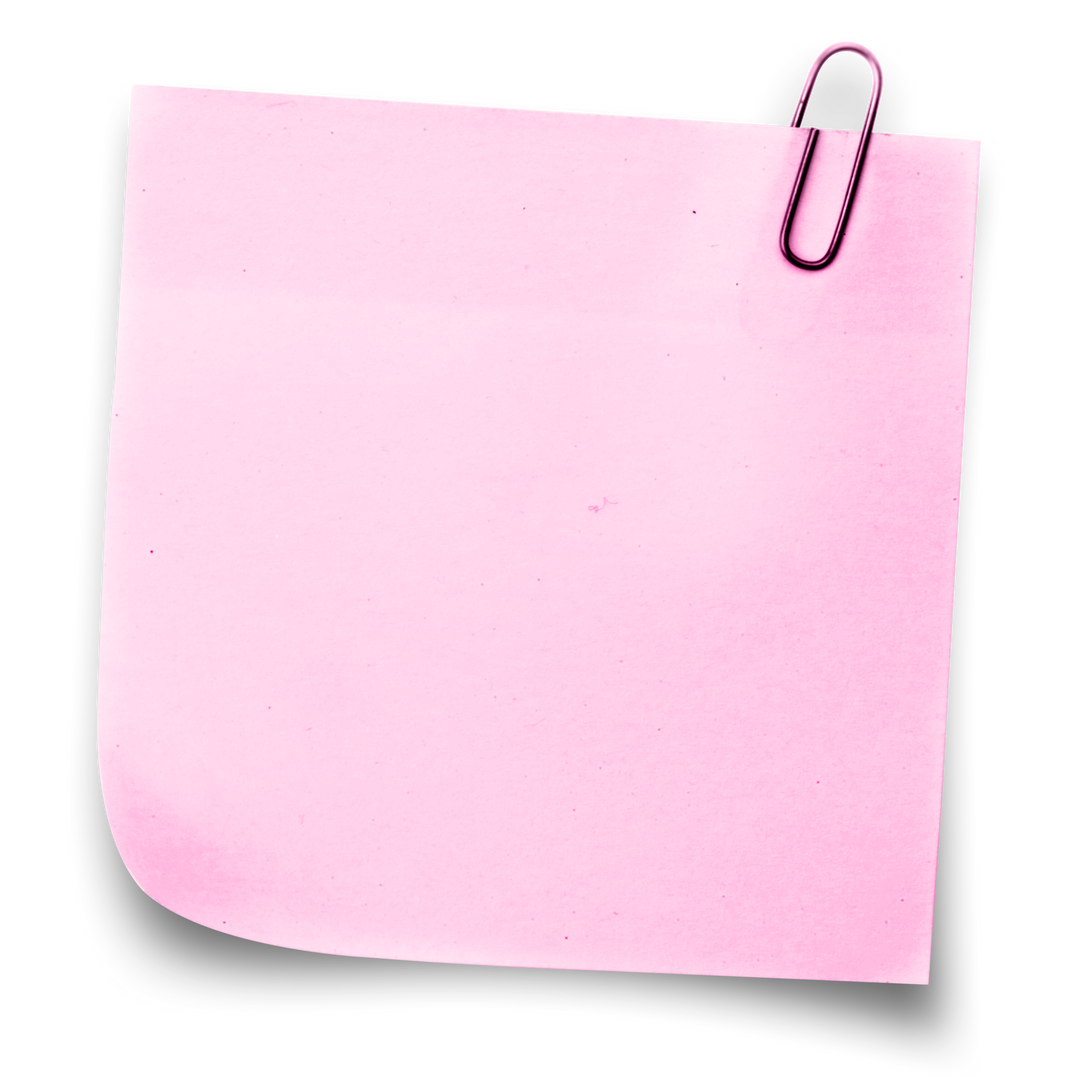 Pink Transparent Sticky Note with Paper Clip Isolated - Download Free Stock Images Pikwizard.com