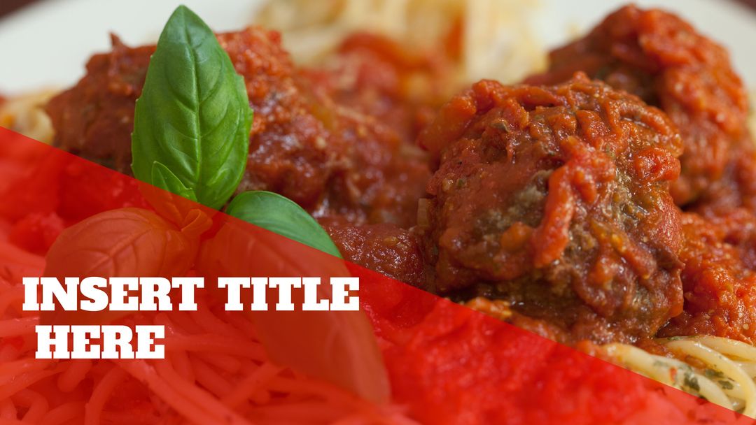 Spaghetti with Meatballs and Fresh Basil in Tomato Sauce