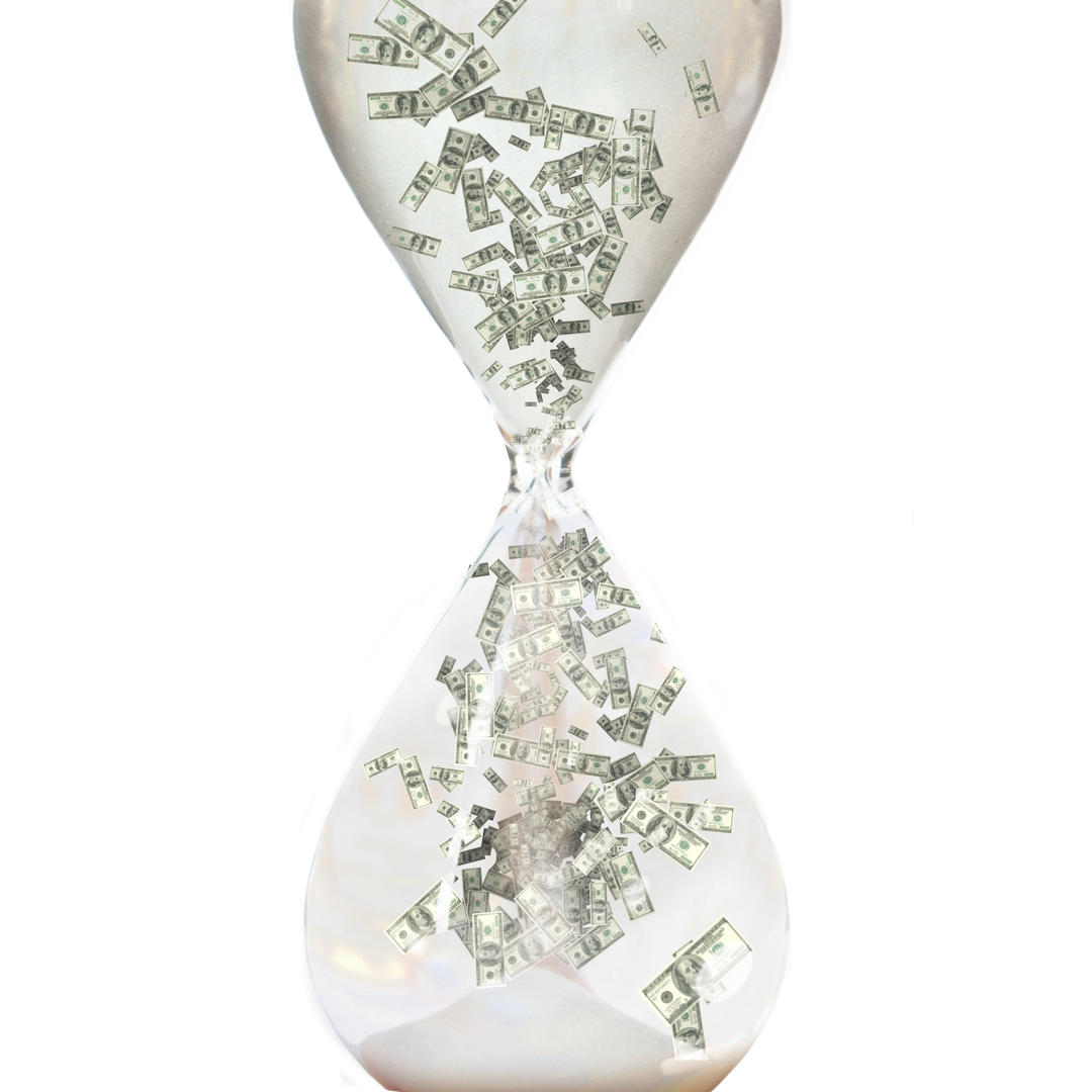 Transparent Hourglass with Money Cascading - Download Free Stock Images Pikwizard.com