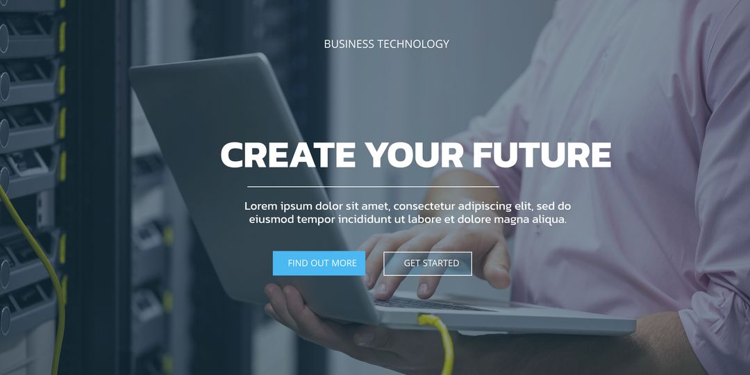 Business Innovation: IT Professional with Laptop by Server Racks