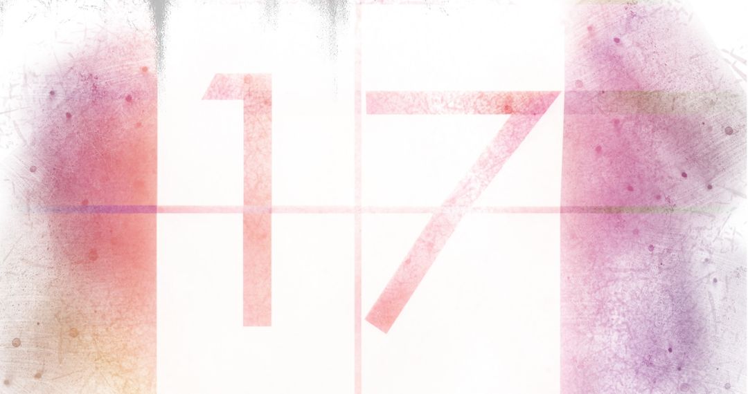 Number 17 with Soft Pink and Purple Artistic Gradient
