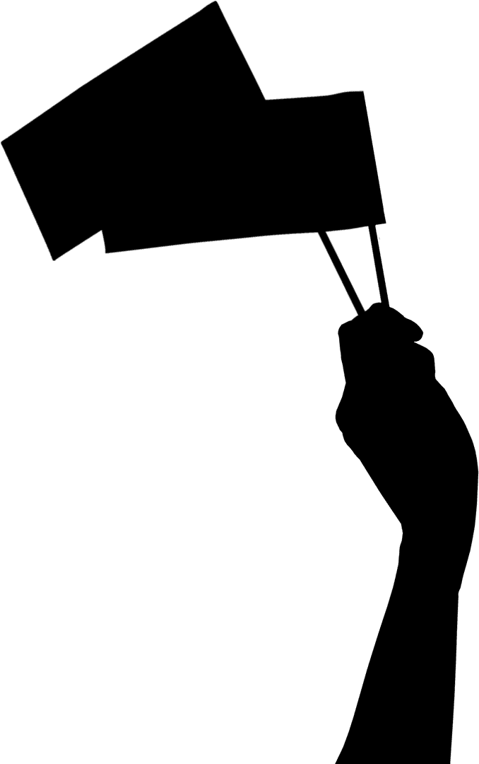 Hand Holding Two Flags Silhouette on Transparent Background