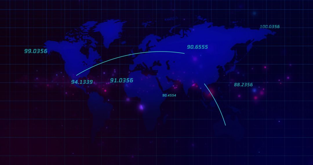 Global Map with Data Connections and Illuminated Nodes