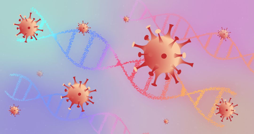Virus Cells with DNA Strands on Gradient Background