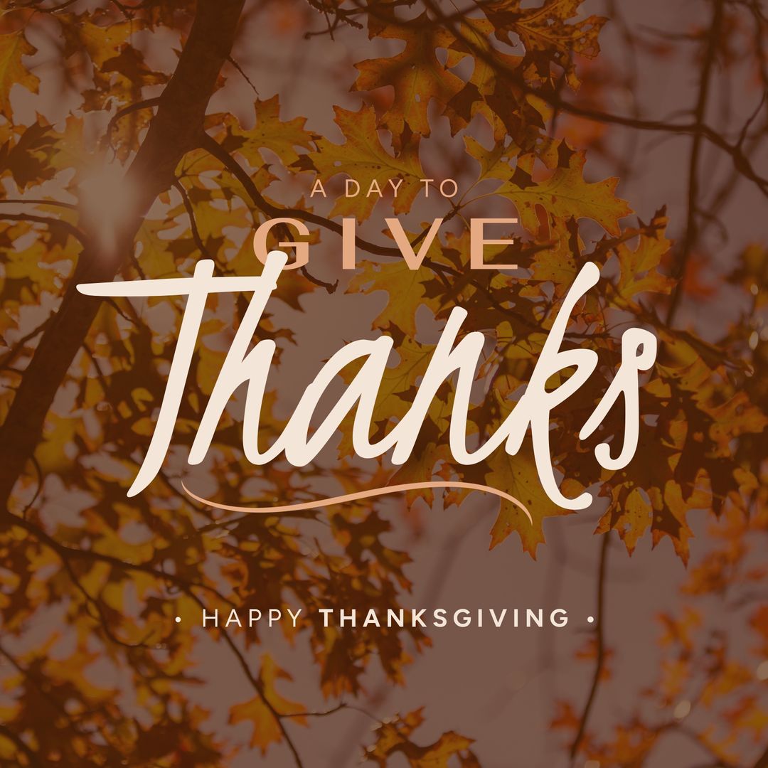 Happy Thanksgiving Message with Autumn Leaves Background