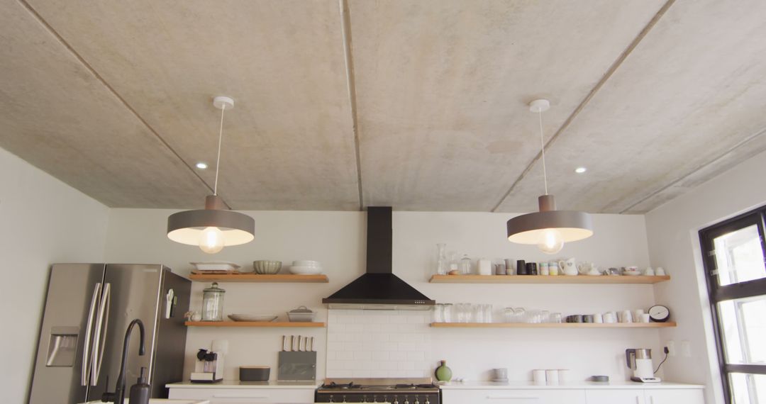 Modern Kitchen with Concrete Ceiling and Minimal Decor