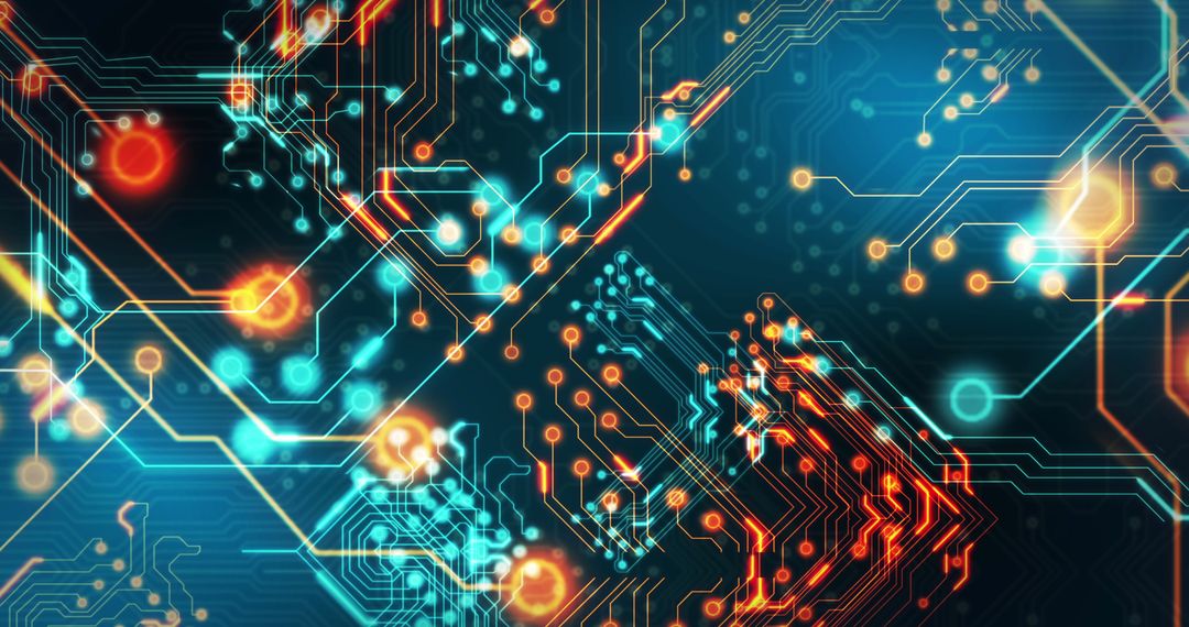 Futuristic Circuitry Matrix with Glowing Connections