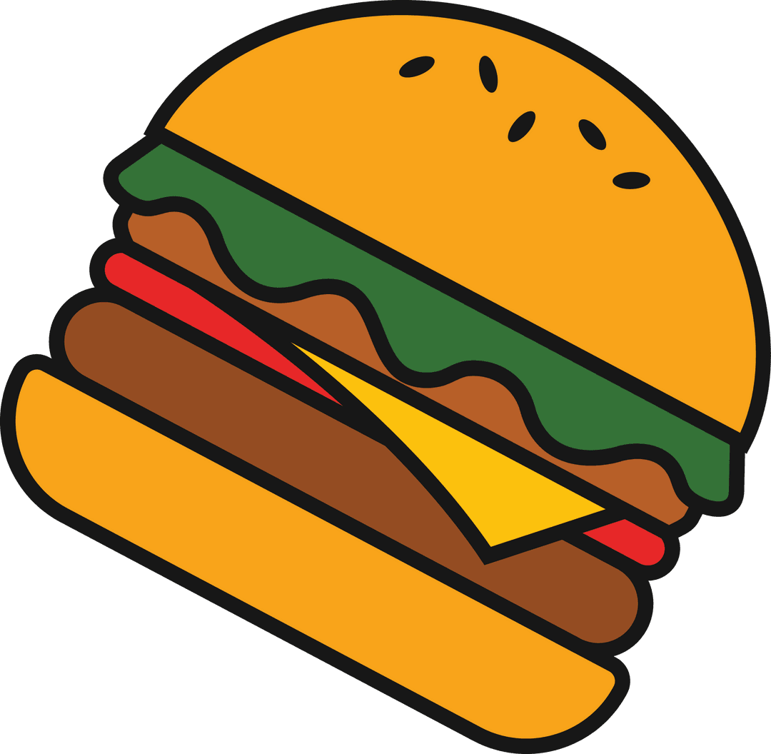 Colorful Cheeseburger Illustration on Transparent Background