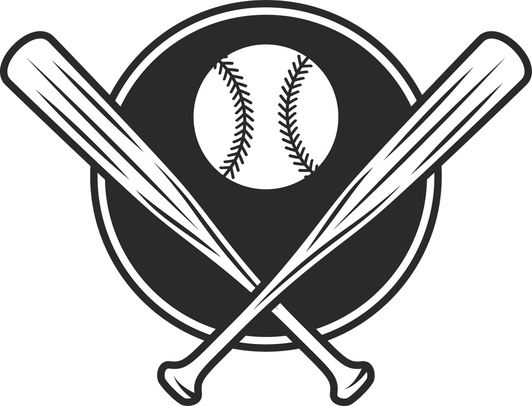 Minimalist Transparent Baseball Logo with Bats and Ball