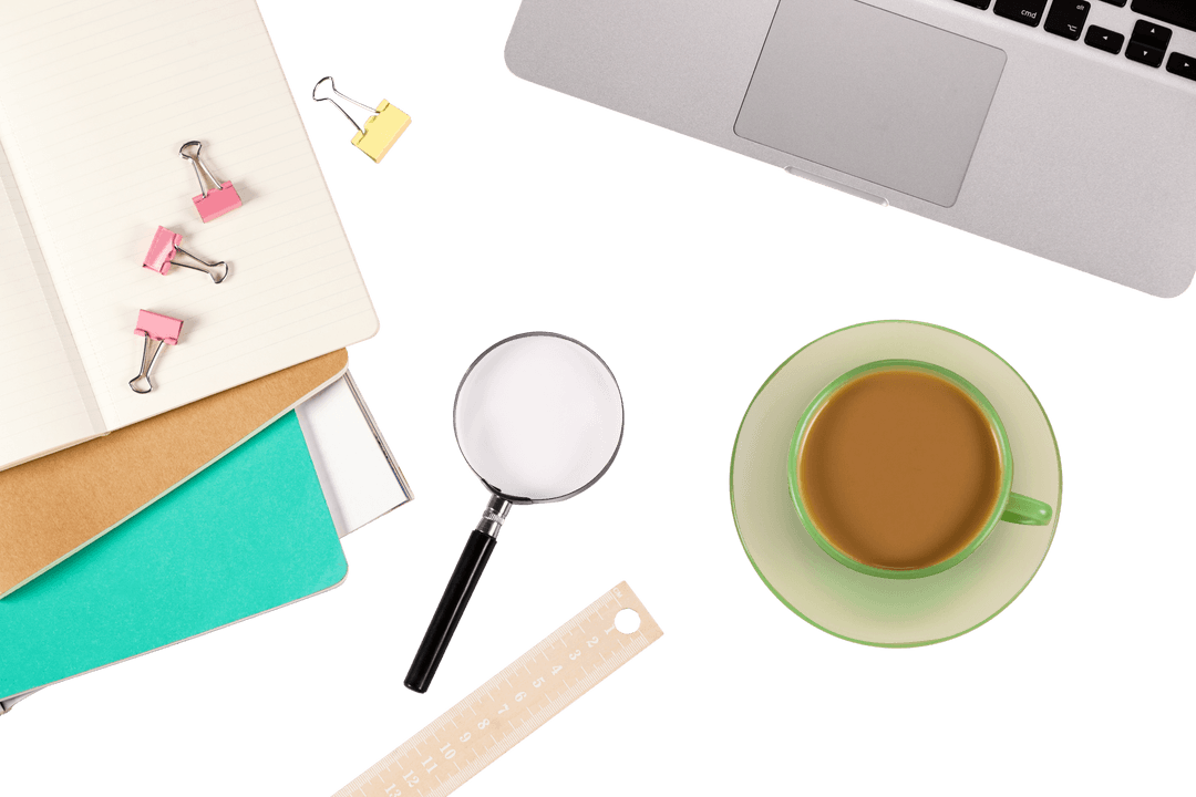 Transparent Desk Supplies with Coffee Mug for Office Projects