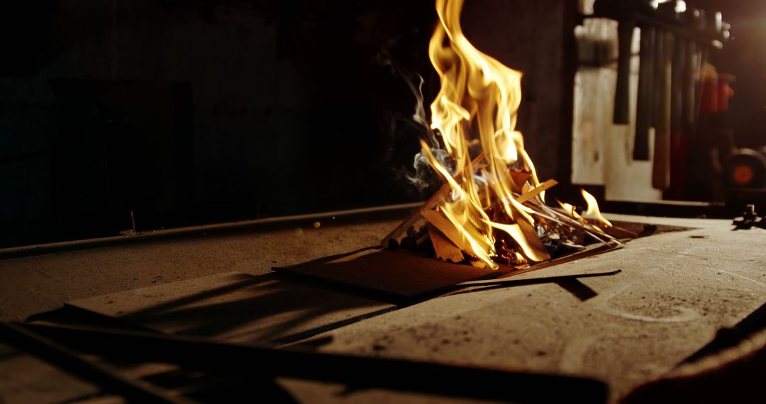 Close-up of Flames on Industrial Furnace in Dark Environment - Free Images, Stock Photos and Pictures on Pikwizard.com