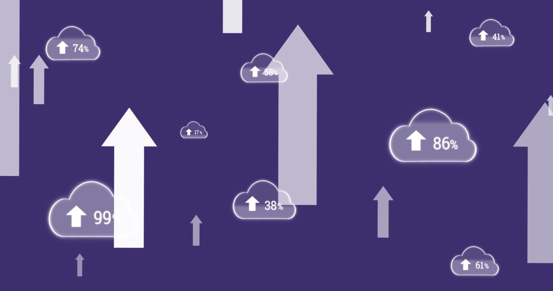 Cloud Computing Growth with Percentage Indicators and Arrows